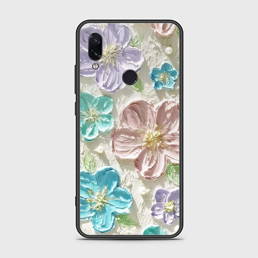 Xiaomi Redmi Note 7 Cover - Floral Series - Design 14 - Blue & Purple- HQ Ultra Shine Premium Infinity Glass Soft Silicon Borders Case