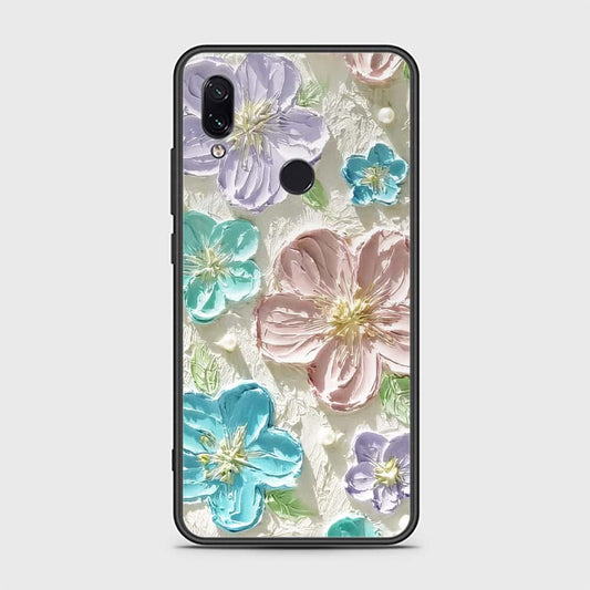 Xiaomi Redmi Note 7 Cover - Floral Series - Design 14 - Blue & Purple- HQ Ultra Shine Premium Infinity Glass Soft Silicon Borders Case