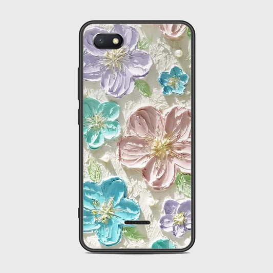 Xiaomi Redmi 6A Cover - Floral Series - Design 14 - Blue & Purple- HQ Ultra Shine Premium Infinity Glass Soft Silicon Borders Case