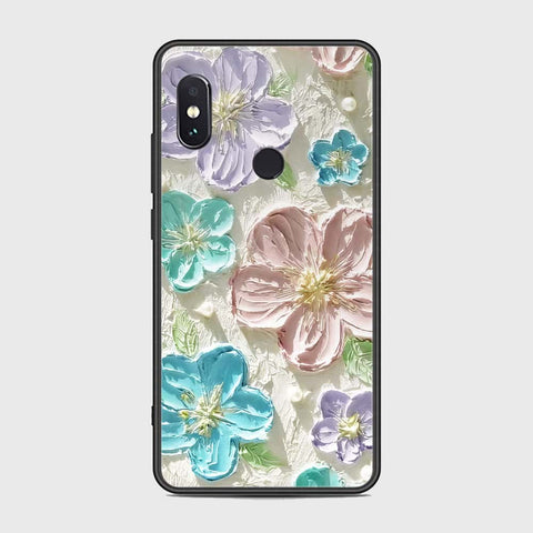 Xiaomi Redmi Note 5 Pro Cover - Floral Series - Design 14 - Blue & Purple- HQ Ultra Shine Premium Infinity Glass Soft Silicon Borders Case