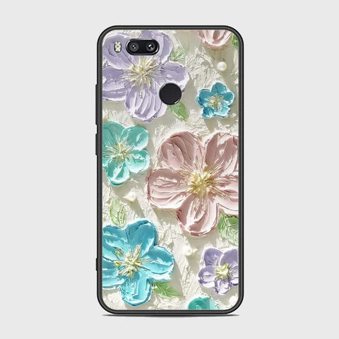 Xiaomi Redmi A1 Cover - Floral Series - Design 14 - Blue & Purple- HQ Ultra Shine Premium Infinity Glass Soft Silicon Borders Case