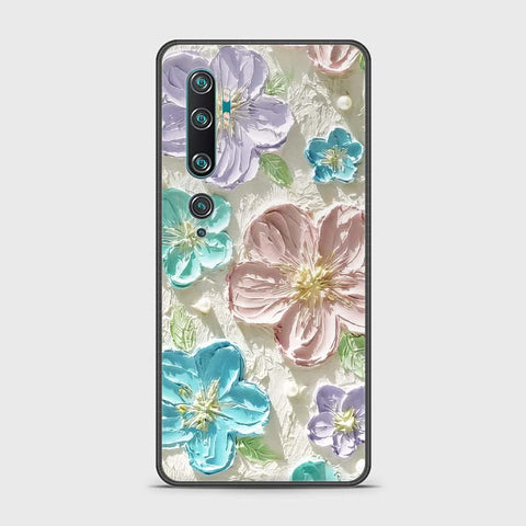 Xiaomi Mi CC9 Pro Cover - Floral Series - Design 14 - Blue & Purple- HQ Ultra Shine Premium Infinity Glass Soft Silicon Borders Case