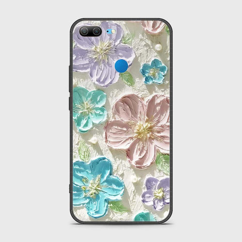 Huawei Honor 9 Lite Cover - Floral Series - Design 14 - Blue & Purple- HQ Ultra Shine Premium Infinity Glass Soft Silicon Borders Case