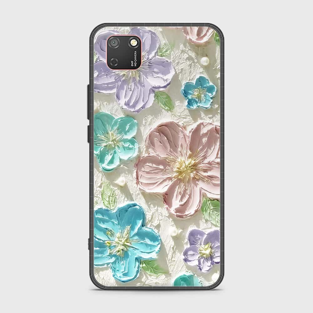 Huawei Y5p Cover - Floral Series - Design 14 - Blue & Purple- HQ Ultra Shine Premium Infinity Glass Soft Silicon Borders Case