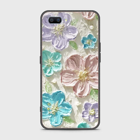 Oppo A12e Cover - Floral Series - Design 14 - Blue & Purple- HQ Ultra Shine Premium Infinity Glass Soft Silicon Borders Case