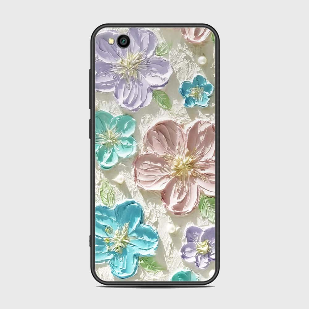 Xiaomi Redmi Go Cover - Floral Series - Design 14 - Blue & Purple- HQ Ultra Shine Premium Infinity Glass Soft Silicon Borders Case