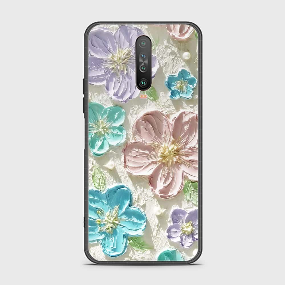 Xiaomi Redmi K30 Cover - Floral Series - Design 14 - Blue & Purple - HQ Ultra Shine Premium Infinity Glass Soft Silicon Borders Case