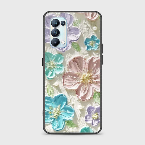 Oppo Reno 5 Pro 5G Cover - Floral Series - Design 14 - Blue & Purple- HQ Ultra Shine Premium Infinity Glass Soft Silicon Borders Case