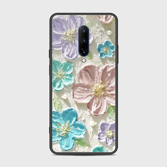 OnePlus 7 Pro Cover - Floral Series - Design 14 - Blue & Purple- HQ Ultra Shine Premium Infinity Glass Soft Silicon Borders Case