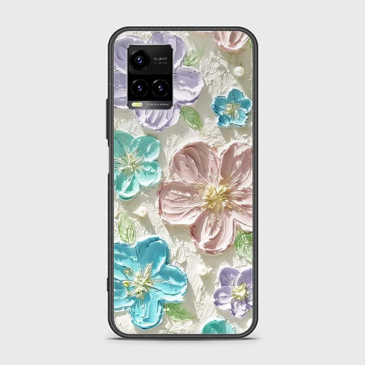 Vivo Y21G Cover - Floral Series - Design 14 - Blue & Purple- HQ Ultra Shine Premium Infinity Glass Soft Silicon Borders Case