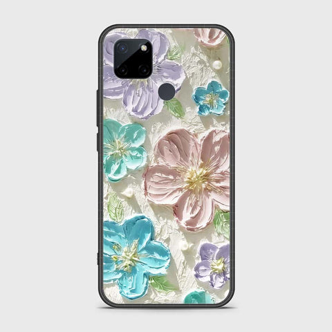 Realme C21Y Cover - Floral Series - Design 14 - Blue & Purple- HQ Ultra Shine Premium Infinity Glass Soft Silicon Borders Case