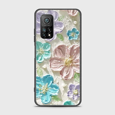 Xiaomi Mi 10T Pro Cover - Floral Series - Design 14 - Blue & Purple - HQ Ultra Shine Premium Infinity Glass Soft Silicon Borders Case