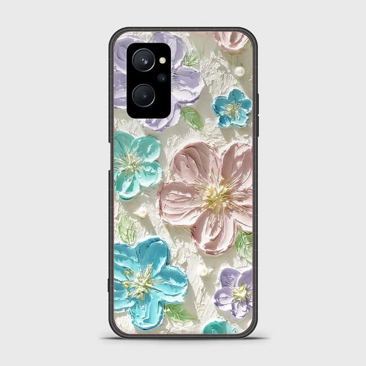 Realme 9i Cover - Floral Series - Design 14 - Blue & Purple- HQ Ultra Shine Premium Infinity Glass Soft Silicon Borders Case