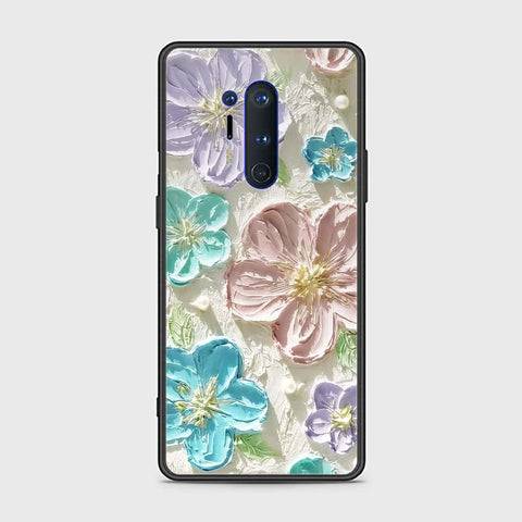 OnePlus 8 Pro Cover - Floral Series - Design 14 - Blue & Purple - HQ Ultra Shine Premium Infinity Glass Soft Silicon Borders Case