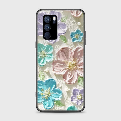 Oppo Reno 6 Pro 5G Cover - Floral Series - Design 14 - Blue & Purple- HQ Ultra Shine Premium Infinity Glass Soft Silicon Borders Case