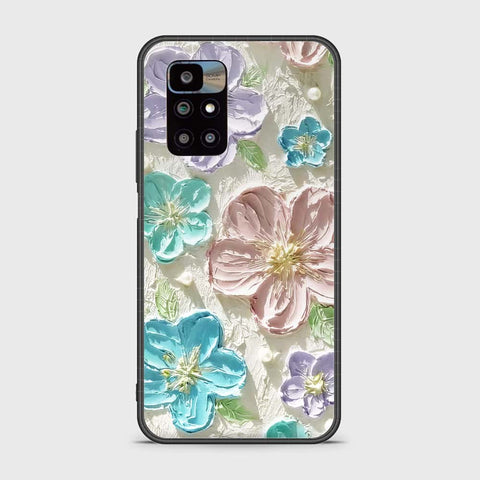 Xiaomi Redmi 10 Prime Cover - Floral Series - Design 14 - Blue & Purple- HQ Ultra Shine Premium Infinity Glass Soft Silicon Borders Case