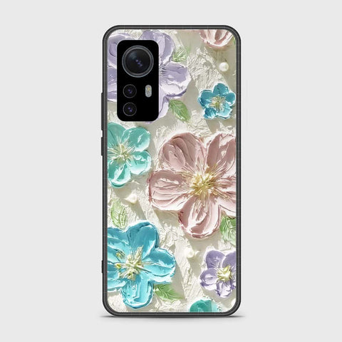 Xiaomi 12S Cover - Floral Series - Design 14 - Blue & Purple- HQ Ultra Shine Premium Infinity Glass Soft Silicon Borders Case