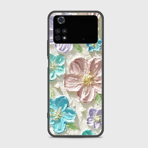 Xiaomi Poco M4 Pro Cover - Floral Series - Design 14 - Blue & Purple- HQ Ultra Shine Premium Infinity Glass Soft Silicon Borders Case