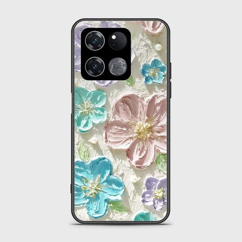 OnePlus Ace Racing Cover - Floral Series - Design 14 - Blue & Purple- HQ Ultra Shine Premium Infinity Glass Soft Silicon Borders Case