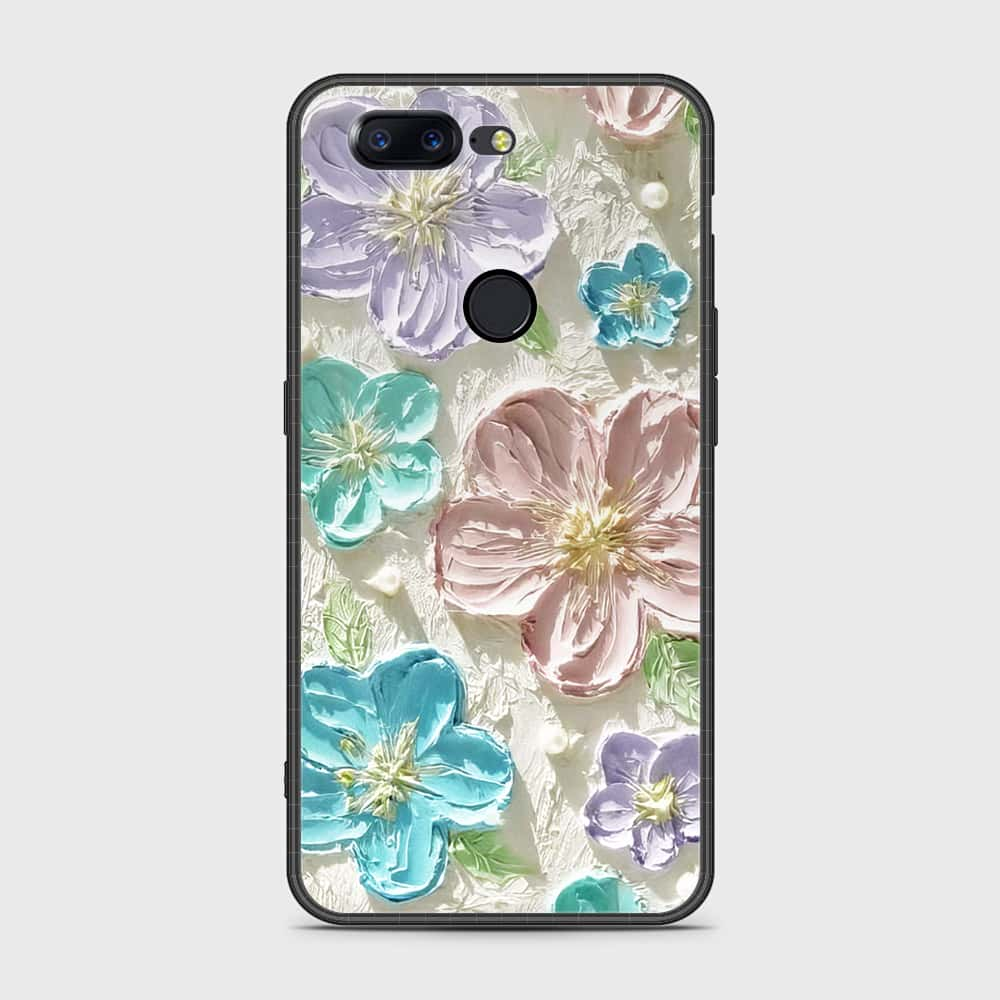 OnePlus 5T Cover - Floral Series - Design 14 - Blue & Purple- HQ Ultra Shine Premium Infinity Glass Soft Silicon Borders Case