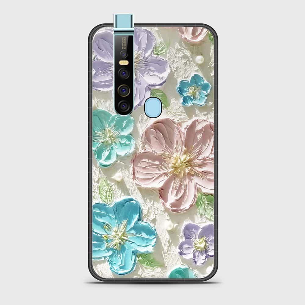 Tecno Camon 15 Pro Cover - Floral Series - Design 14 - Blue & Purple- HQ Ultra Shine Premium Infinity Glass Soft Silicon Borders Case