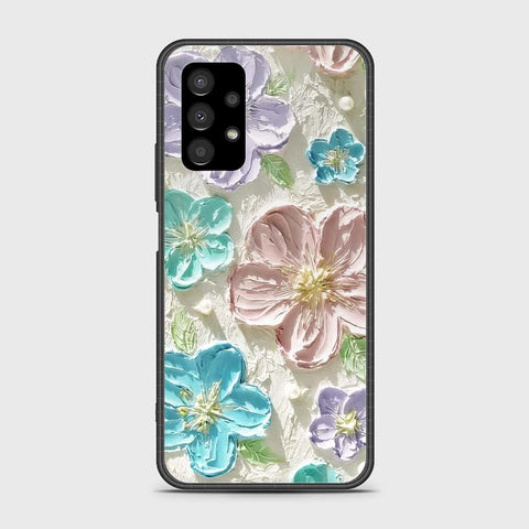 Samsung Galaxy A13 Cover - Floral Series - Design 14 - Blue & Purple- HQ Ultra Shine Premium Infinity Glass Soft Silicon Borders Case