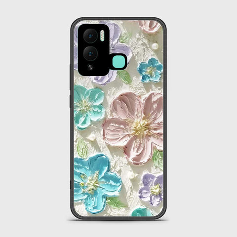 Infinix Hot 12 Play Cover - Floral Series - Design 14 - Blue & Purple- HQ Ultra Shine Premium Infinity Glass Soft Silicon Borders Case