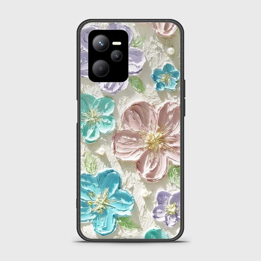 Realme Narzo 50A Prime Cover - Floral Series - Design 14 - Blue & Purple- HQ Ultra Shine Premium Infinity Glass Soft Silicon Borders Case