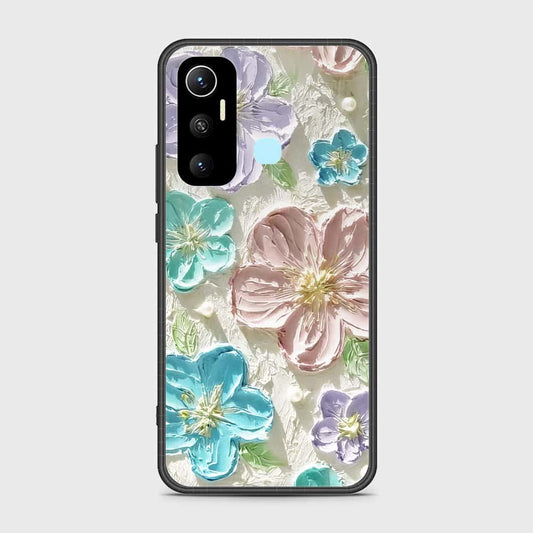 Infinix Hot 11 Cover - Floral Series - Design 14 - Blue & Purple- HQ Ultra Shine Premium Infinity Glass Soft Silicon Borders Case