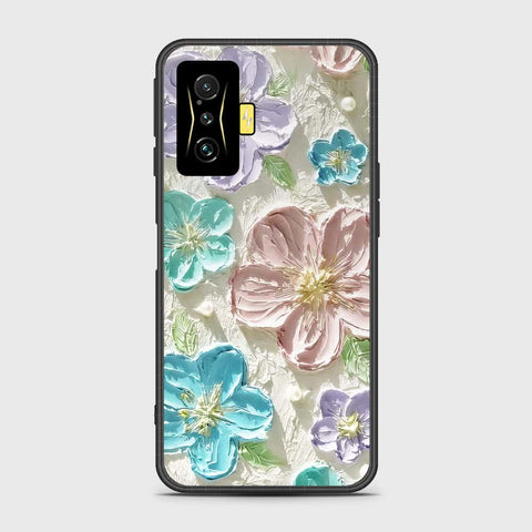 Xiaomi Poco F4 GT Cover - Floral Series - Design 14 - Blue & Purple- HQ Ultra Shine Premium Infinity Glass Soft Silicon Borders Case