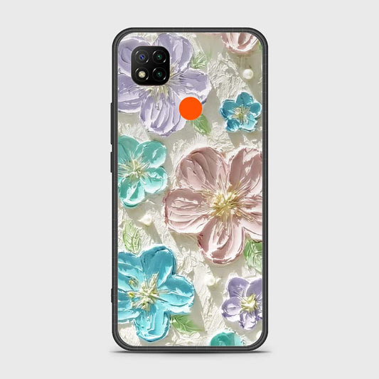 Xiaomi Redmi 9C Cover - Floral Series - Design 14 - Blue & Purple- HQ Ultra Shine Premium Infinity Glass Soft Silicon Borders Case