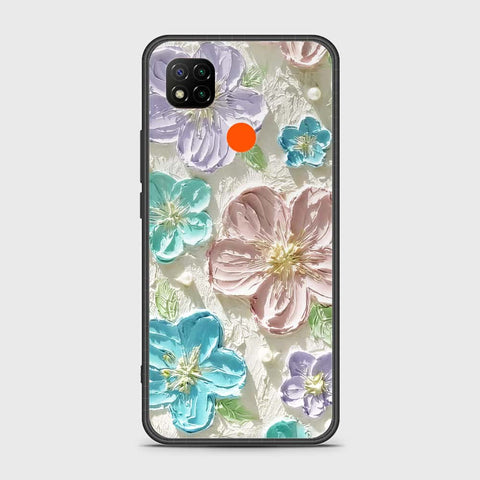 Xiaomi Redmi 10A Cover - Floral Series - Design 14 - Blue & Purple- HQ Ultra Shine Premium Infinity Glass Soft Silicon Borders Case