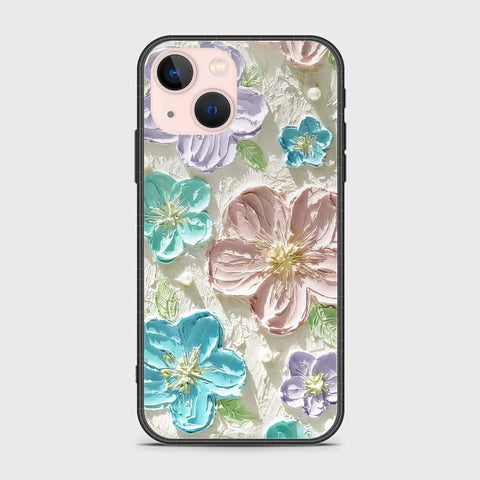 iPhone 14 Plus Cover - Floral Series - Design 14 - Blue & Purple- HQ Ultra Shine Premium Infinity Glass Soft Silicon Borders Case