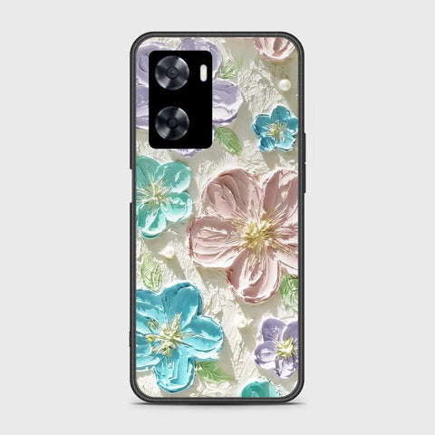 Oppo A57e Cover - Floral Series - Design 14 - Blue & Purple - HQ Ultra Shine Premium Infinity Glass Soft Silicon Borders Case