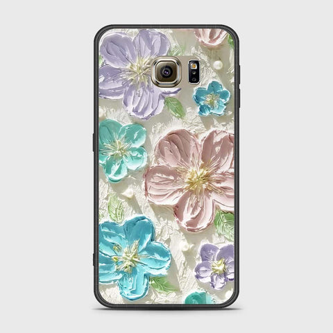 Samsung Galaxy S6 Cover - Floral Series - Design 14 - Blue & Purple - HQ Ultra Shine Premium Infinity Glass Soft Silicon Borders Case