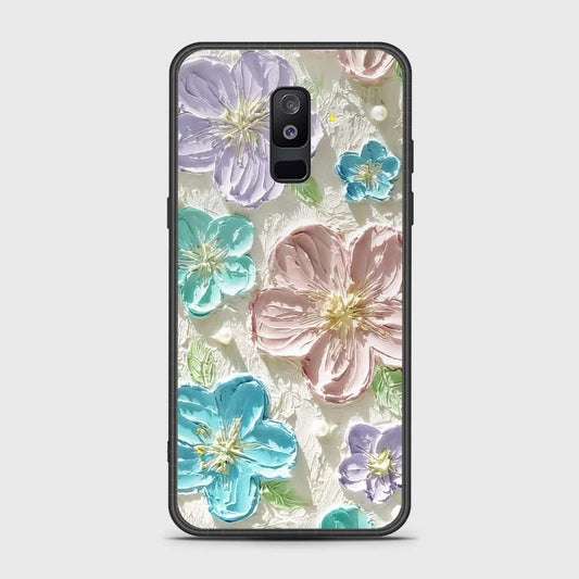 Samsung Galaxy A6 Plus 2018 Cover - Floral Series - Design 14 - Blue & Purple - HQ Ultra Shine Premium Infinity Glass Soft Silicon Borders Case