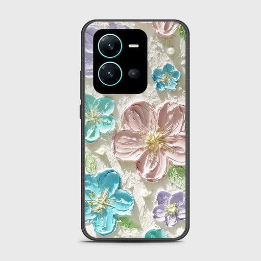 Vivo V25 5G Cover - Floral Series - Design 14 - Blue & Purple - HQ Ultra Shine Premium Infinity Glass Soft Silicon Borders Case