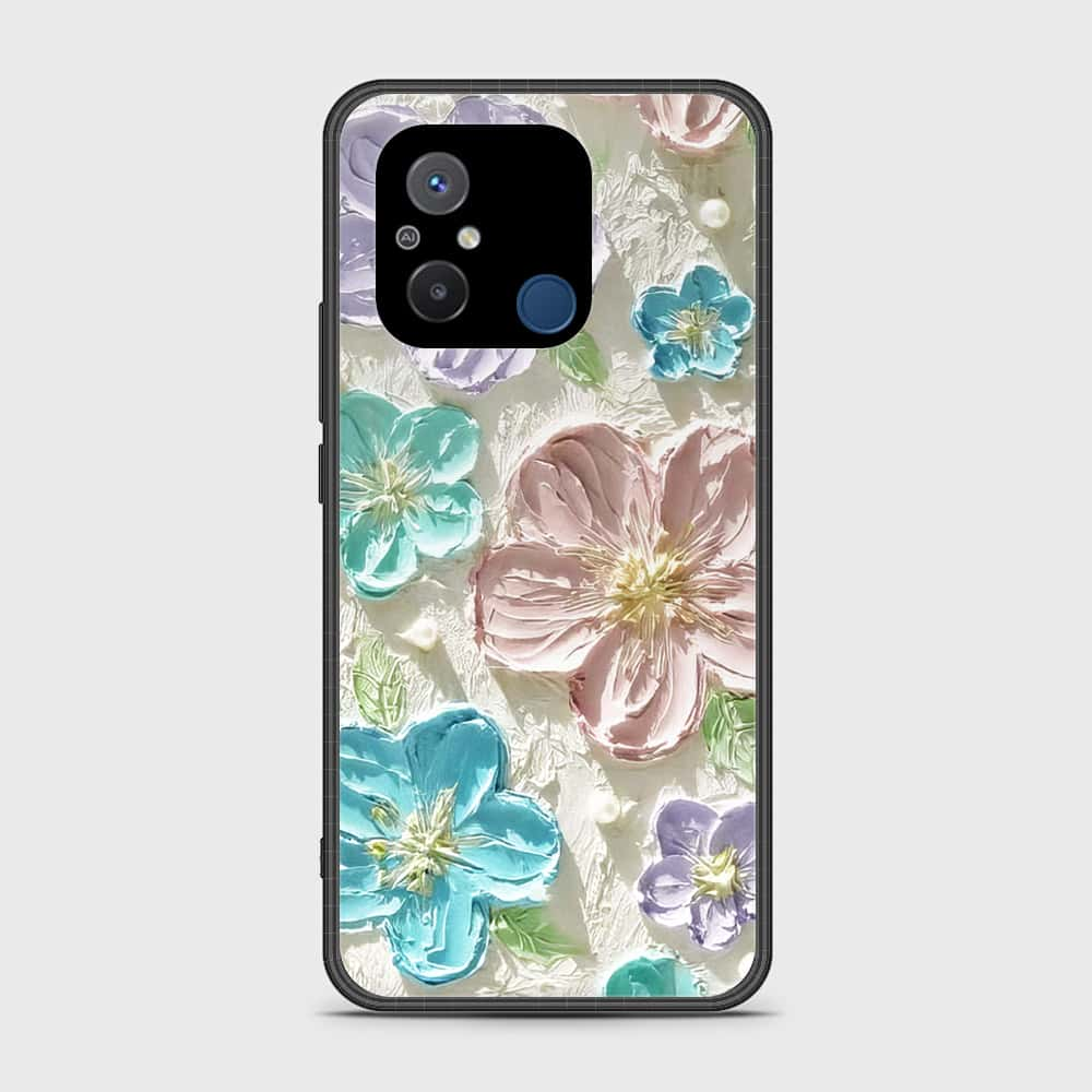 Xiaomi Poco C55 Cover - Floral Series - Design 14 - Blue & Purple - HQ Ultra Shine Premium Infinity Glass Soft Silicon Borders Case