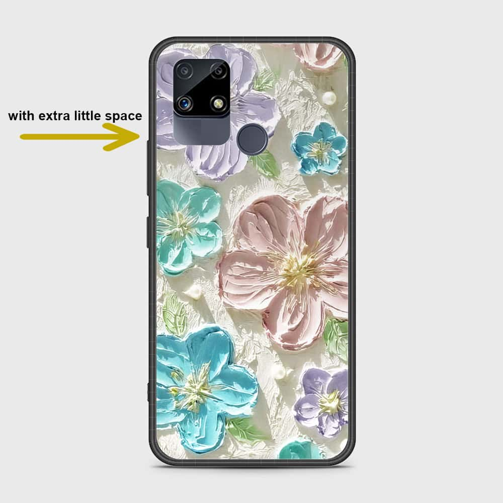 Realme C25s Cover - Floral Series - Design 14 - Blue & Purple - HQ Ultra Shine Premium Infinity Glass Soft Silicon Borders Case