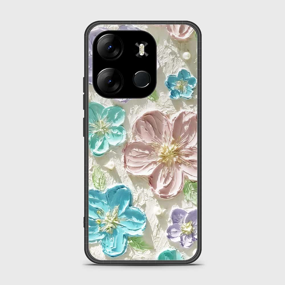 Infinix Smart 7 Plus Cover - Floral Series - Design 14 - Blue & Purple - HQ Ultra Shine Premium Infinity Glass Soft Silicon Borders Case