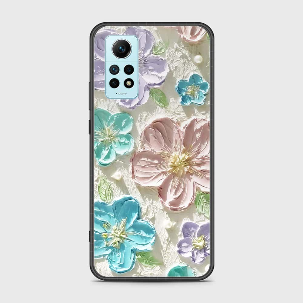 Xiaomi Redmi Note 12 Pro 4G Cover - Floral Series - Design 14 - Blue & Purple - HQ Ultra Shine Premium Infinity Glass Soft Silicon Borders Case