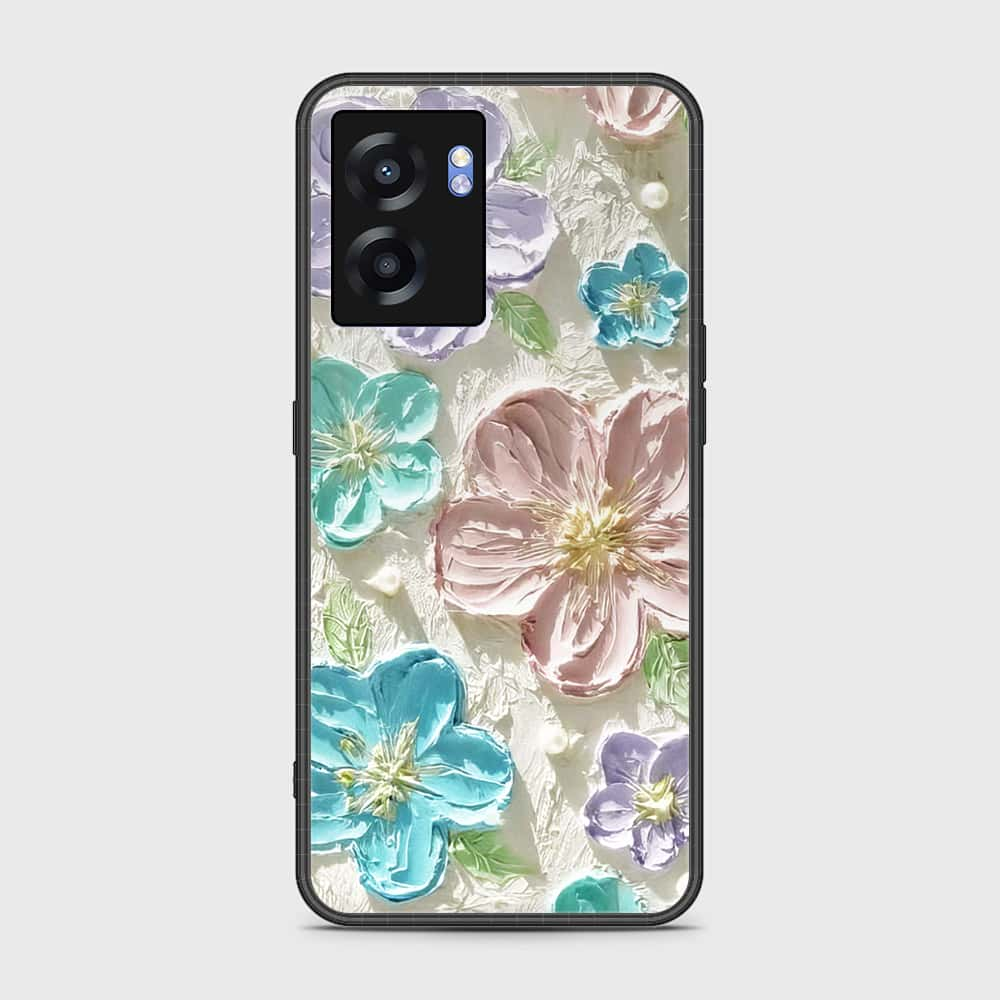 Realme Narzo 50 5G Cover - Floral Series - Design 14 - Blue & Purple - HQ Ultra Shine Premium Infinity Glass Soft Silicon Borders Case