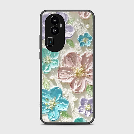 Oppo Reno 10 Pro Plus Cover - Floral Series - Design 14 - Blue & Purple - HQ Ultra Shine Premium Infinity Glass Soft Silicon Borders Case