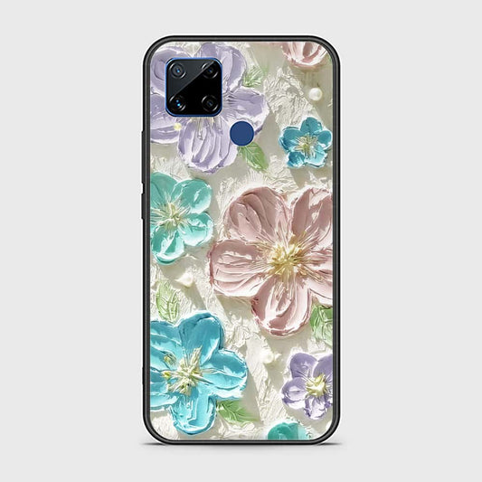 Realme C15 Cover - Floral Series - Design 14 - Blue & Purple - HQ Ultra Shine Premium Infinity Glass Soft Silicon Borders Case