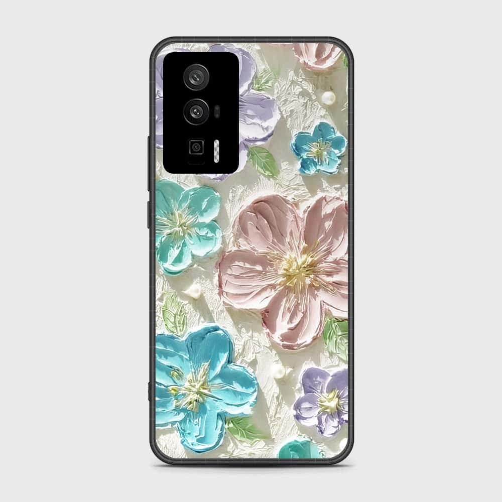 Xiaomi Poco F5 Pro Cover - Floral Series - Design 14 - Blue & Purple - HQ Ultra Shine Premium Infinity Glass Soft Silicon Borders Case