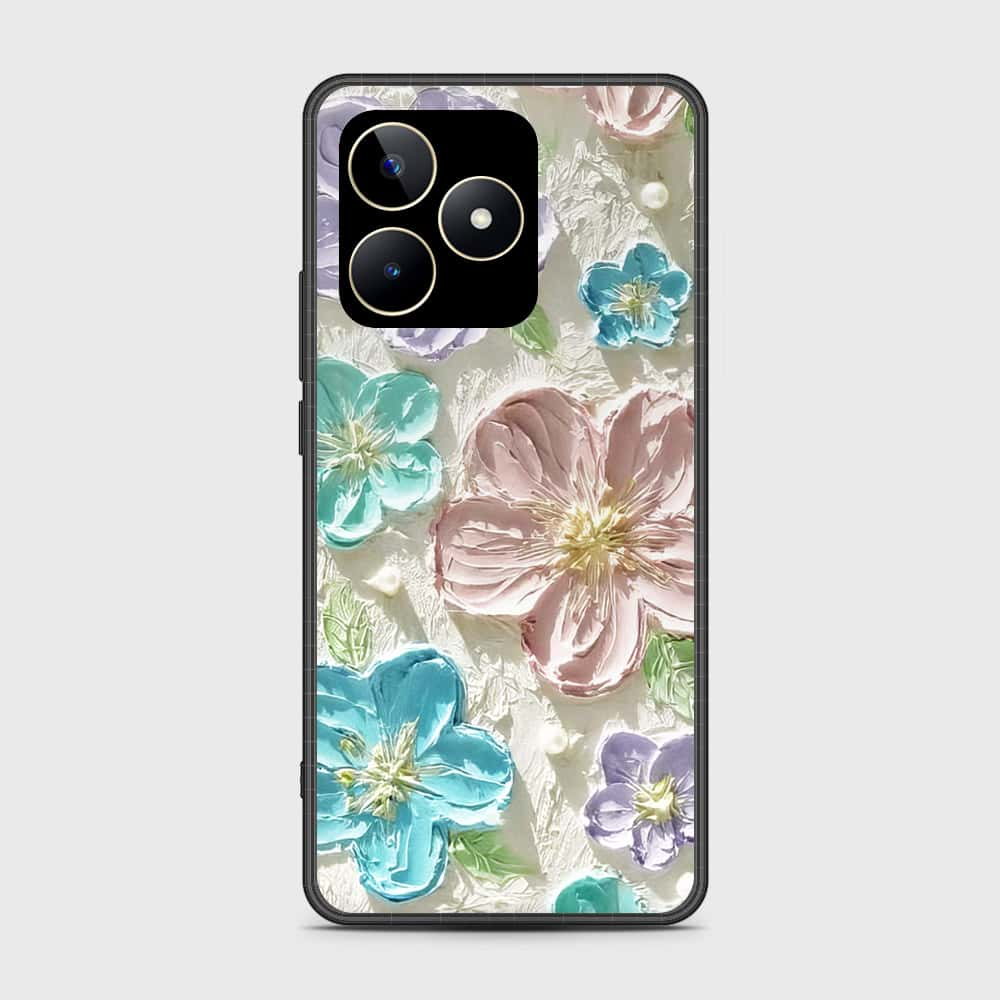 Realme Narzo N53 Cover - Floral Series - Design 14 - Blue & Purple - HQ Ultra Shine Premium Infinity Glass Soft Silicon Borders Case