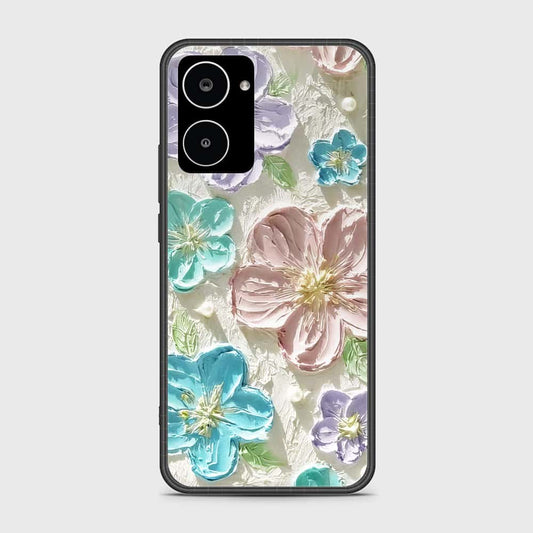 Realme 10 Cover - Floral Series - Design 14 - Blue & Purple - HQ Ultra Shine Premium Infinity Glass Soft Silicon Borders Case