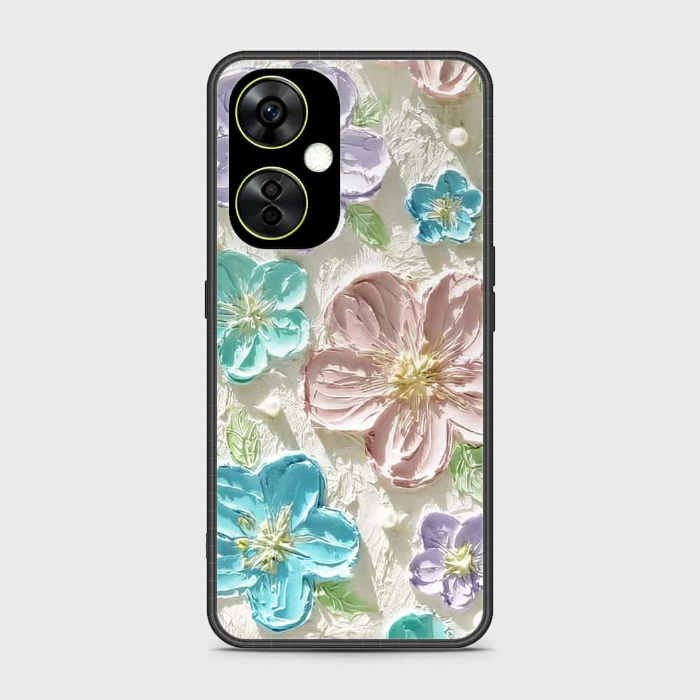 OnePlus Nord CE 3 Lite Cover - Floral Series - Design 14 - Blue & Purple - HQ Ultra Shine Premium Infinity Glass Soft Silicon Borders Case