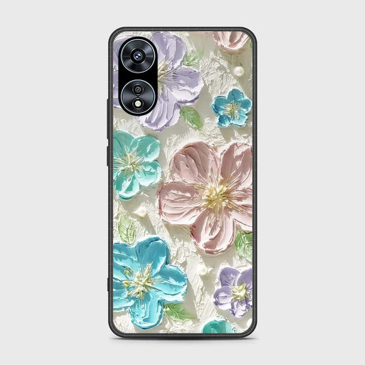 Oppo A58 4G Cover - Floral Series - Design 14 - Blue & Purple - HQ Ultra Shine Premium Infinity Glass Soft Silicon Borders Case