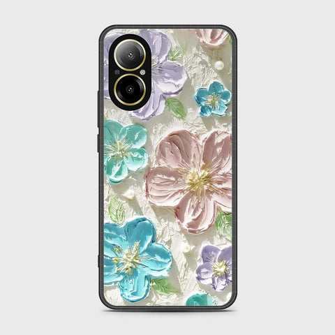 Realme C67 4G Cover - Floral Series - Design 14 - Blue & Purple - HQ Ultra Shine Premium Infinity Glass Soft Silicon Borders Case